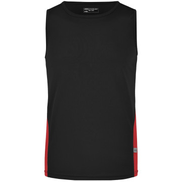 James & Nicholson Pánske športové tričko bez rukávov JN305 - Oranžová / čierna | XXL
