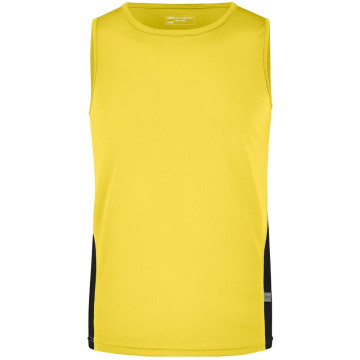 James & Nicholson Pánske športové tričko bez rukávov JN305 - Biela / čierna | XL