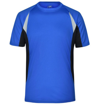 James & Nicholson Pánske funkčné tričko s krátkym rukávom JN391 - Biela / kráľovská modrá | L