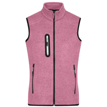 James & Nicholson ámska vesta z pleteného fleecu JN773  Ružový melír / offwhite