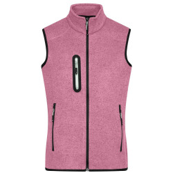 James & Nicholson Dámska vesta z pleteného fleecu JN773  Ružový melír / offwhite