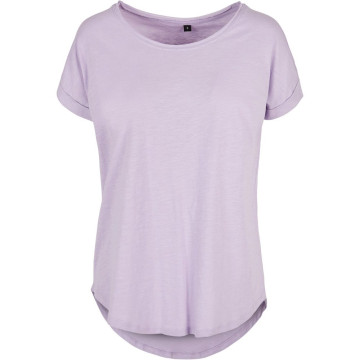 Build Your Brand Dámske tričko s predĺženým zadným dielom - Ružová | XL